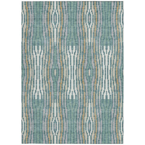 10 X 14 Teal Aqua Abstract Polyester Area Rug Washable Stain Resistant Patio