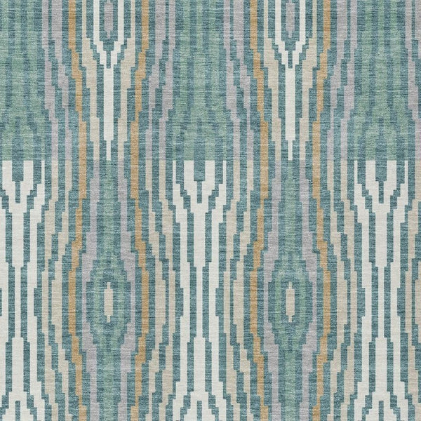 10 X 14 Teal Aqua Abstract Polyester Area Rug Washable Stain Resistant Patio