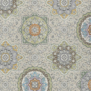 5x8 Beige Brown Floral Medallion Polyester Washable Indoor Outdoor Area Rug