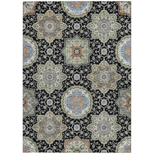 5x8 Floral Medallion Polyester Area Rug Washable Stain Resistant Indoor Outdoor