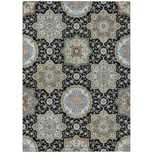 HomeRoots 9x12 Floral Medallion Polyester Area Rug Washable for Indoor Outdoor Living 735764