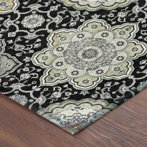 9x12 Floral Medallion Polyester Area Rug Washable for Indoor Outdoor Living
