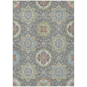 HomeRoots 10 X 14 Floral Medallion Polyester Area Rug Washable Indoor Outdoor Patio 735777