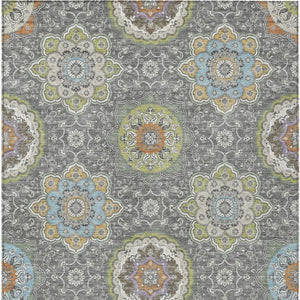 10 X 14 Floral Medallion Polyester Area Rug Washable Indoor Outdoor Patio