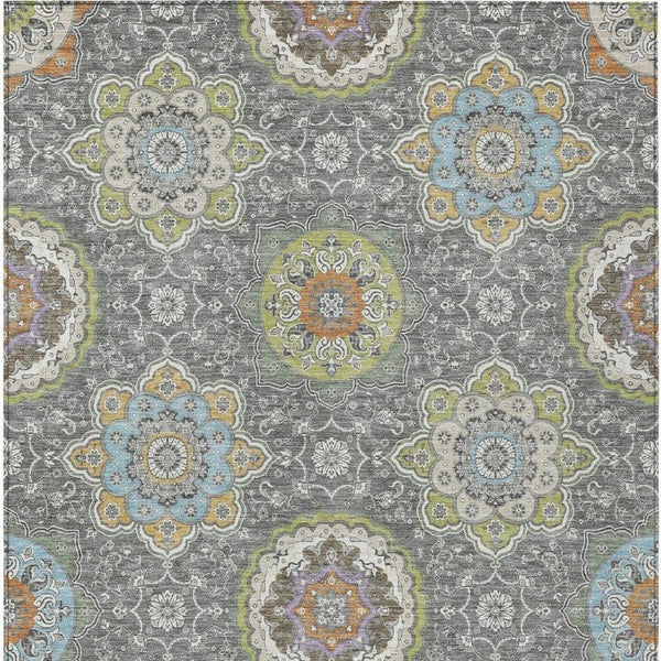 10 X 14 Floral Medallion Polyester Area Rug Washable Indoor Outdoor Patio