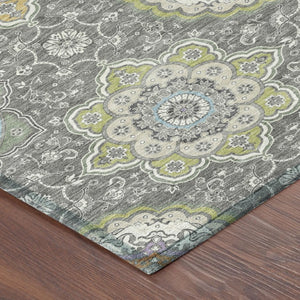 10 X 14 Floral Medallion Polyester Area Rug Washable Indoor Outdoor Patio