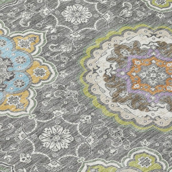 10 X 14 Floral Medallion Polyester Area Rug Washable Indoor Outdoor Patio