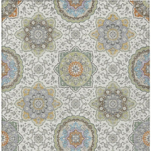 9 X 12 Floral Medallion Washable Polyester Area Rug for Patio Porch or Living Room