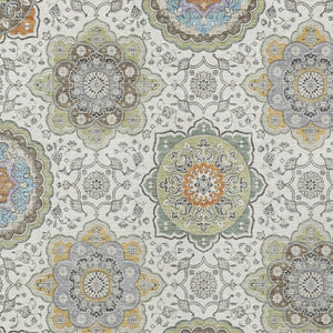 9 X 12 Floral Medallion Washable Polyester Area Rug for Patio Porch or Living Room