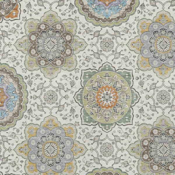 9 X 12 Floral Medallion Washable Polyester Area Rug for Patio Porch or Living Room