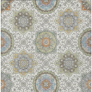 9 X 12 Floral Medallion Washable Polyester Area Rug for Patio Porch or Living Room