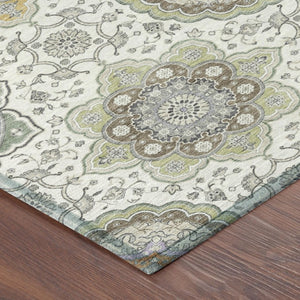 9 X 12 Floral Medallion Washable Polyester Area Rug for Patio Porch or Living Room