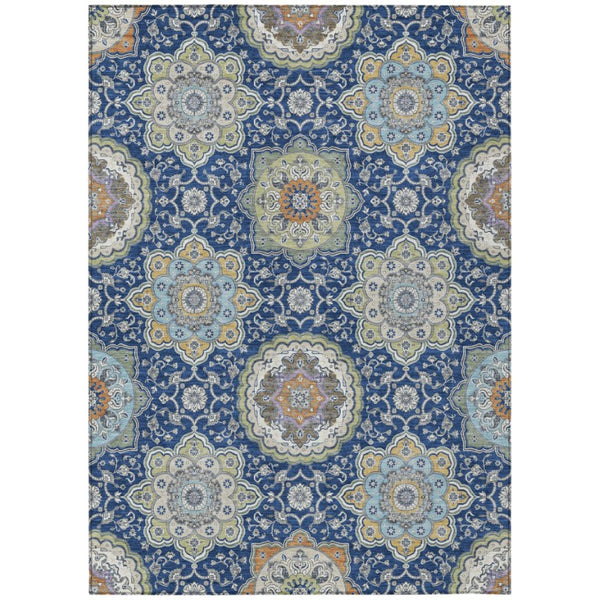 HomeRoots 8 X 10 Floral Medallion Polyester Area Rug Washable for Indoor Outdoor Use 735787