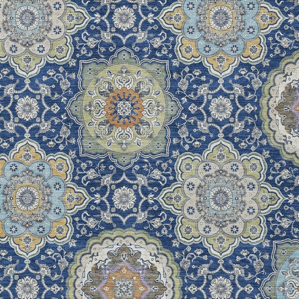 8 X 10 Floral Medallion Polyester Area Rug Washable for Indoor Outdoor Use