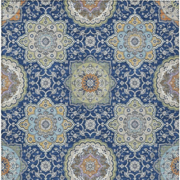8 X 10 Floral Medallion Polyester Area Rug Washable for Indoor Outdoor Use
