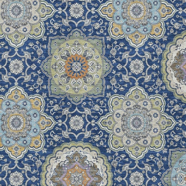 8 X 10 Floral Medallion Polyester Area Rug Washable for Indoor Outdoor Use