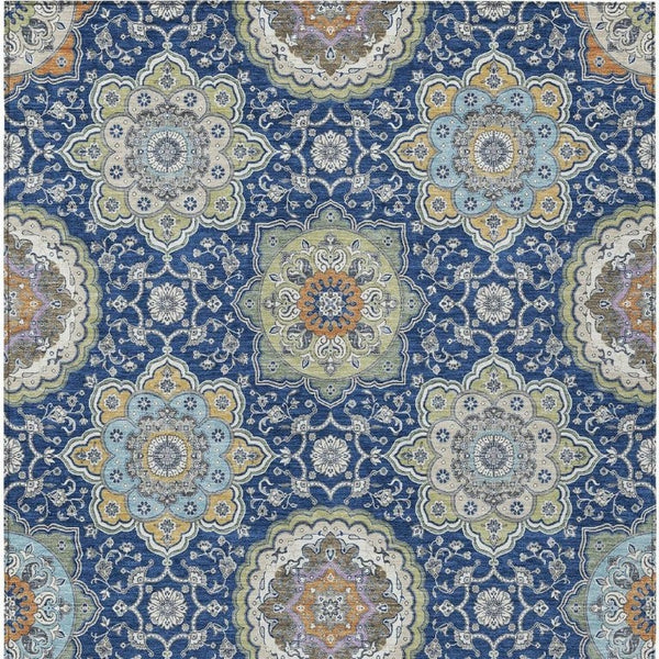 8 X 10 Floral Medallion Polyester Area Rug Washable for Indoor Outdoor Use