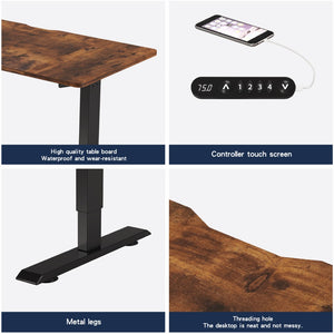 English Elm 48"×24" Electric Height Adjustable Standing Desk with Memory Presets for Modern Home Office Brown W614P376138