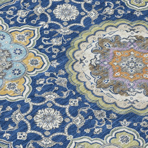 10 Ft Washable Polyester Area Rug with Medallion Pattern for Patio or Living Room