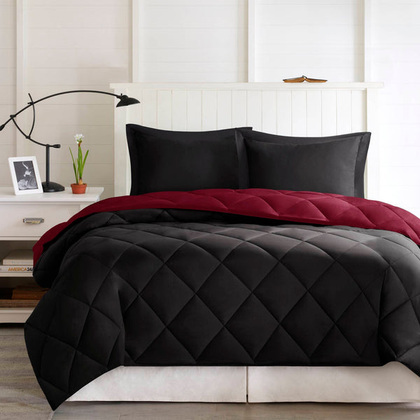 English Elm 2 Pieces Twin Waffle Knit Chenille Comforter Set with Plush Sherpa Reversible Cozy Bedding Ensemble Red+Black 16.93 L x 12.2 W x 4.33 H B035P381305