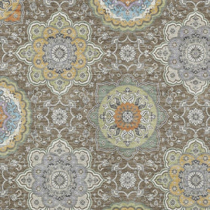 8 X 10 Taupe Ivory Medallion Floral Polyester Washable Indoor Outdoor Area Rug