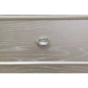 English Elm Evangeline Silver Oak 3-Drawer Nightstand with Hexagonal Hardware, Turned Tapered Legs, Modern Elegance B062P344978