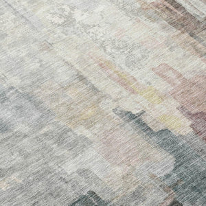 9x12 Ivory Gray Abstract Polyester Area Rug Washable for Indoor Outdoor Use