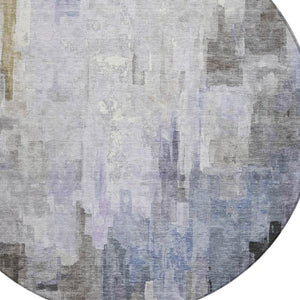 8 Ft Round Abstract Polyester Area Rug Washable Indoor Outdoor Patio and Porch