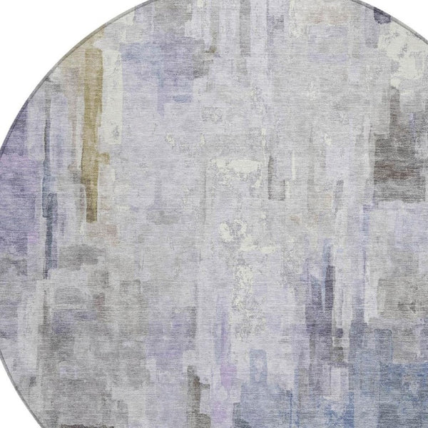 8 Ft Round Abstract Polyester Area Rug Washable Indoor Outdoor Patio and Porch