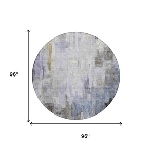 8 Ft Round Abstract Polyester Area Rug Washable Indoor Outdoor Patio and Porch