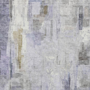 9 X 12 Abstract Lavender Gray Polyester Area Rug Washable for Patio or Living Room