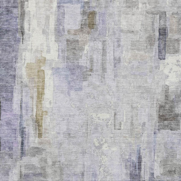 9 X 12 Abstract Lavender Gray Polyester Area Rug Washable for Patio or Living Room
