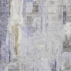 9 X 12 Abstract Lavender Gray Polyester Area Rug Washable for Patio or Living Room