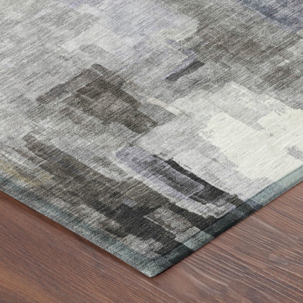 9 X 12 Abstract Lavender Gray Polyester Area Rug Washable for Patio or Living Room