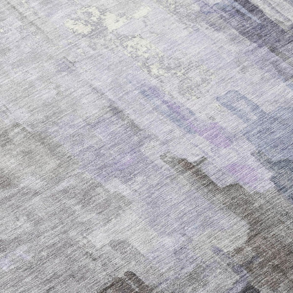 9 X 12 Abstract Lavender Gray Polyester Area Rug Washable for Patio or Living Room