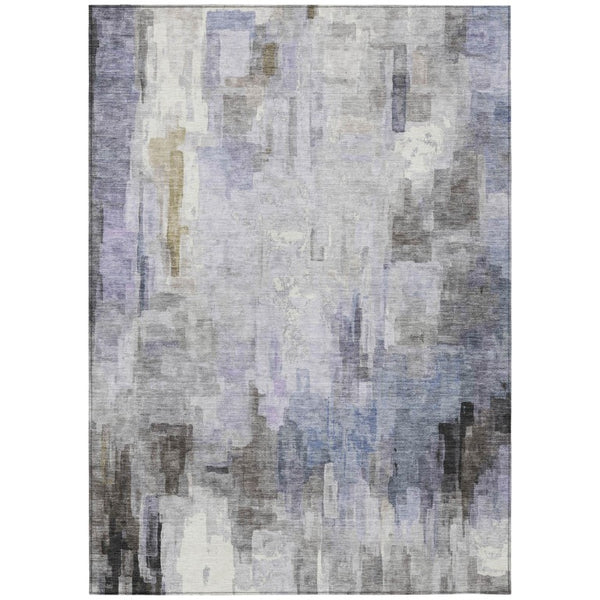 HomeRoots 10 X 14 Abstract Lavender Gray Polyester Washable Rug for Indoor Outdoor Use 735807