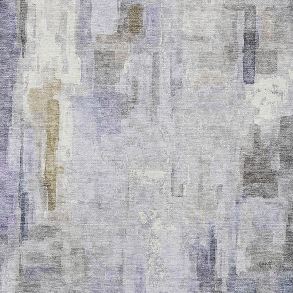 10 X 14 Abstract Lavender Gray Polyester Washable Rug for Indoor Outdoor Use