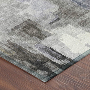 10 X 14 Abstract Lavender Gray Polyester Washable Rug for Indoor Outdoor Use