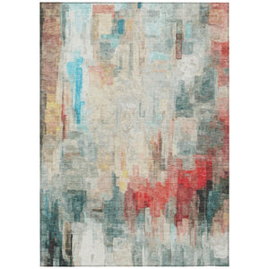 HomeRoots 5x8 Abstract Pearl Gray Polyester Area Rug Washable Stain Resistant Indoor Outdoor 735809