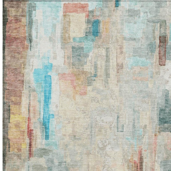 5x8 Abstract Pearl Gray Polyester Area Rug Washable Stain Resistant Indoor Outdoor