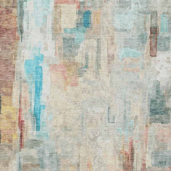 5x8 Abstract Pearl Gray Polyester Area Rug Washable Stain Resistant Indoor Outdoor