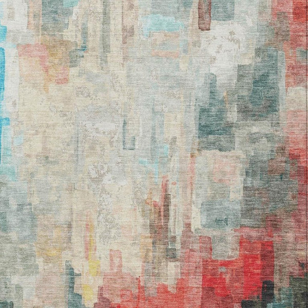 8 Ft X 10 Ft Pearl Gray Abstract Polyester Indoor Outdoor Washable Area Rug