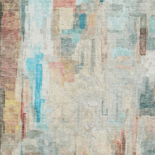 8 Ft X 10 Ft Pearl Gray Abstract Polyester Indoor Outdoor Washable Area Rug