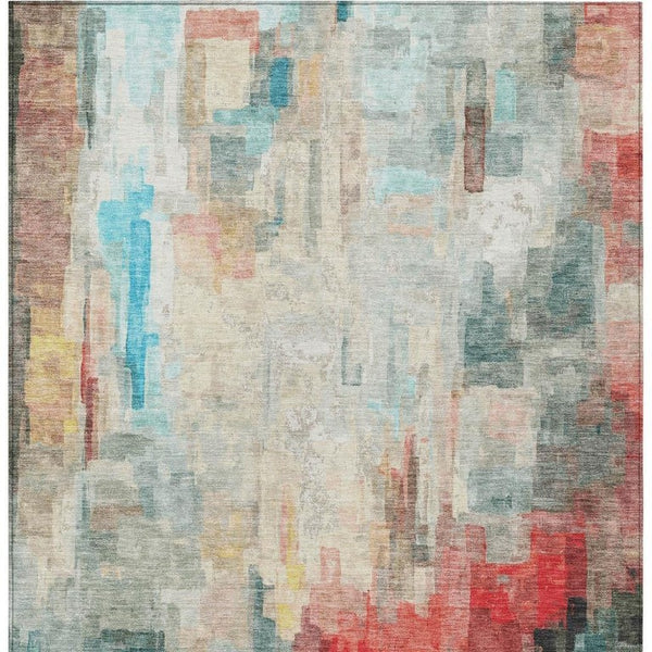 8 Ft X 10 Ft Pearl Gray Abstract Polyester Indoor Outdoor Washable Area Rug