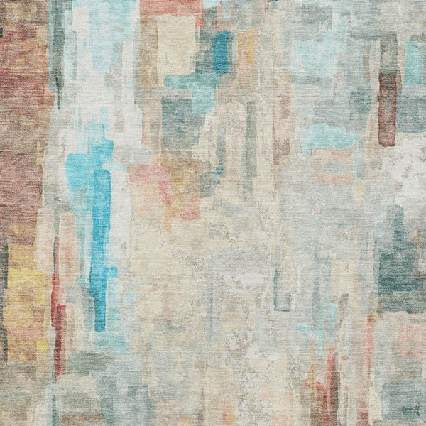 9x12 Abstract Pearl Gray Polyester Area Rug Washable for Indoor Outdoor Spaces