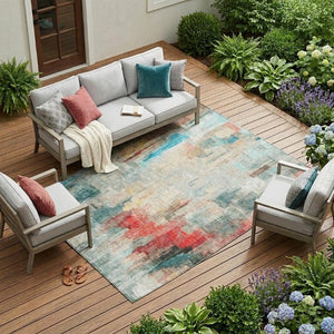10 X 14 Pearl Gray Abstract Polyester Area Rug Washable for Patio or Living Room