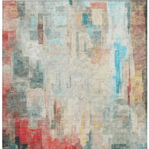 10 X 14 Pearl Gray Abstract Polyester Area Rug Washable for Patio or Living Room