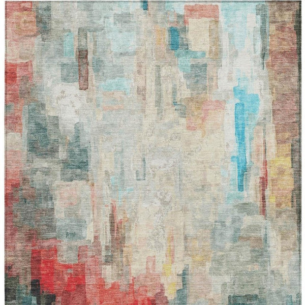 10 X 14 Pearl Gray Abstract Polyester Area Rug Washable for Patio or Living Room
