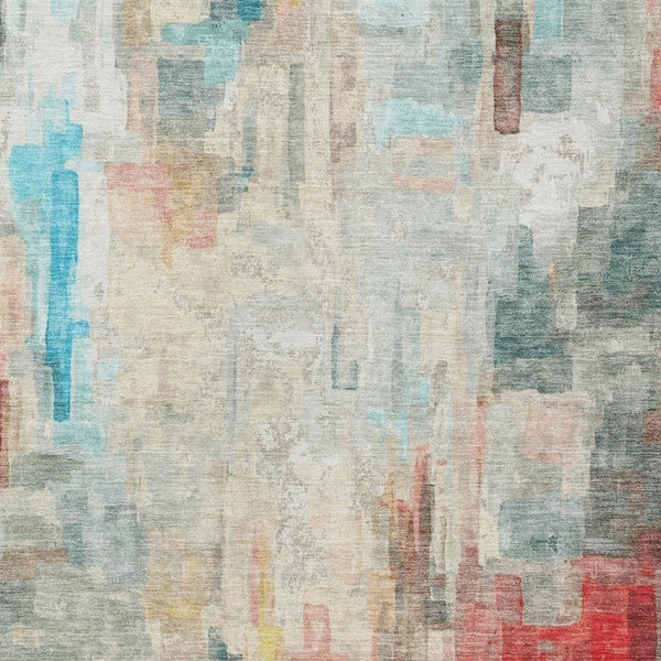 10 X 14 Pearl Gray Abstract Polyester Area Rug Washable for Patio or Living Room