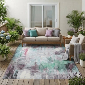 5 X 8 Abstract Polyester Area Rug Washable Indoor Outdoor Stain Resistant Decor